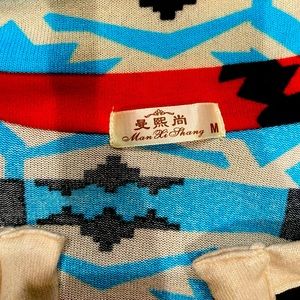 Aztec red and blue cardigan